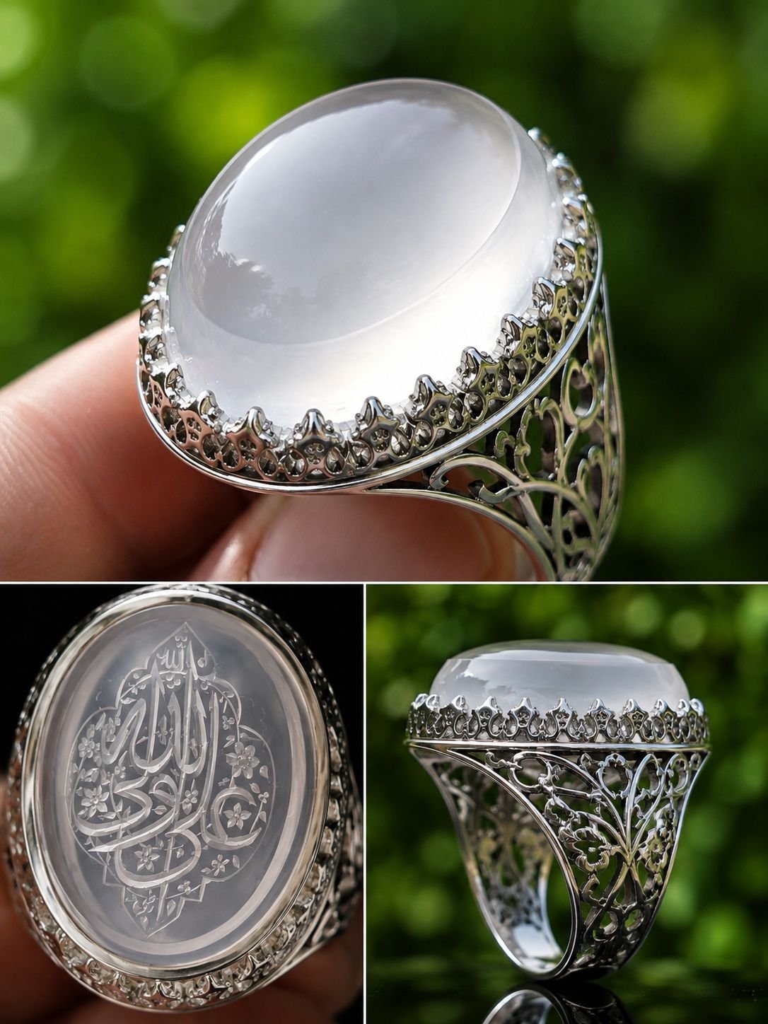 Durr Al-Najaf Natural Stone Silver Ring