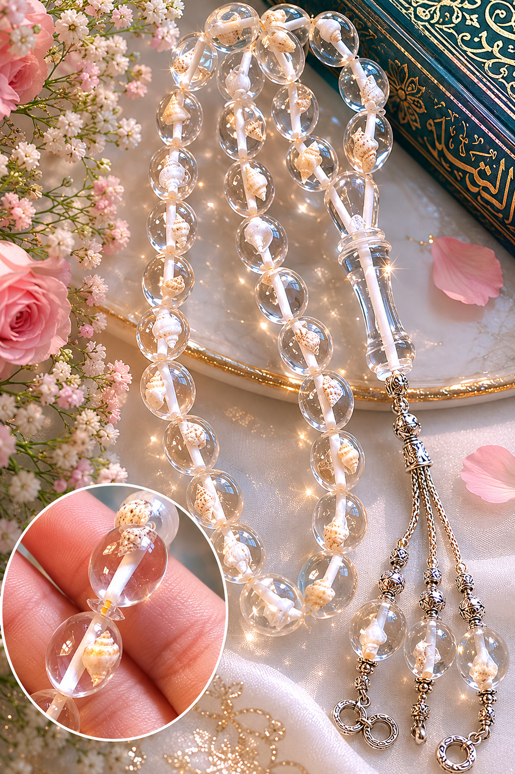 ✨ Luxury Crystal Shell Tasbeeh – Elegant Islamic Prayer Beads | Limited Stock 💎 — photo 2