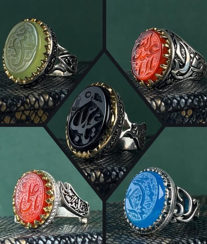 Luxury Hand-Engraved Aqeeq Ring Collection